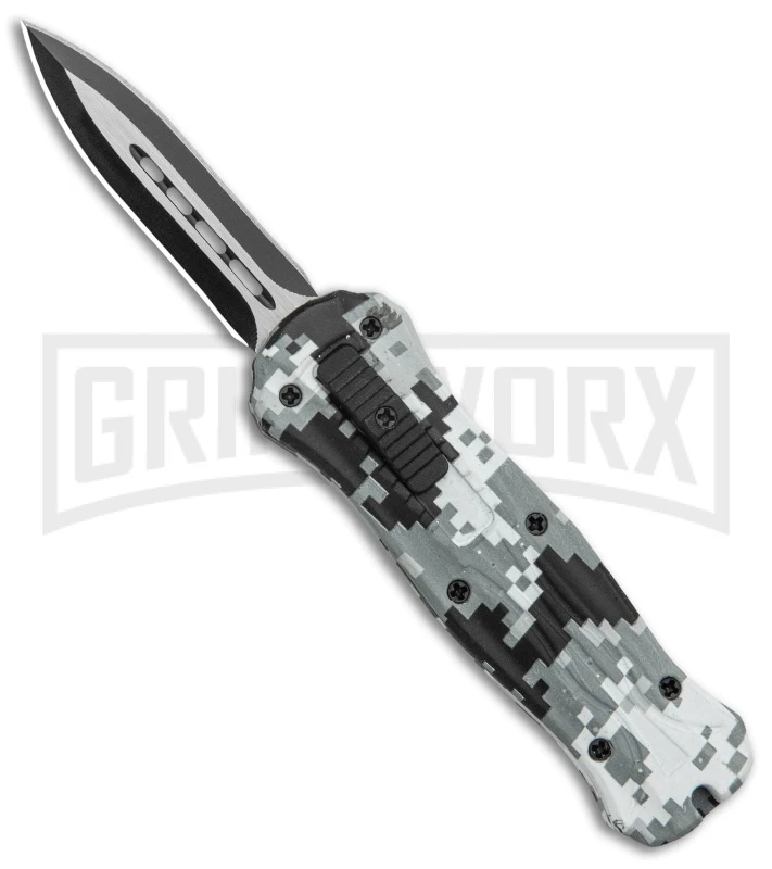 Coffin Blaster 2.0 Gray Camo W/Flames DA/OTF Automatic Knife - Black Two Tone 1 Coffin Blaster 2.0 Gray Camo W/Flames DA/OTF Automatic Knife - Black Two Tone