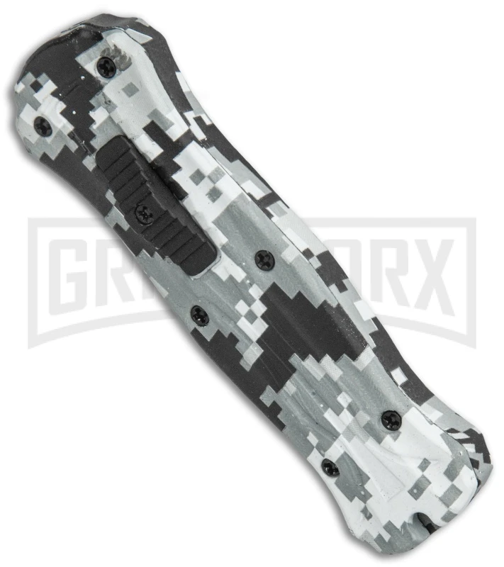 Coffin Blaster 2.0 Gray Camo W/Flames DA/OTF Automatic Knife - Black Two Tone 2 Coffin Blaster 2.0 Gray Camo W/Flames DA/OTF Automatic Knife - Black Two Tone - Image 2