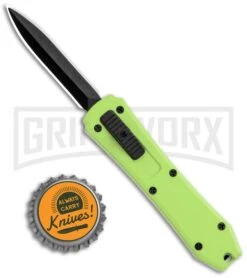 Coffin Blaster Light Green DA/OTF Automatic Knife - Black Plain -Grindworx Shop Coffin Blaster Light Green DA OTF Auto Black Plain GX 35366 jr bottlecap large