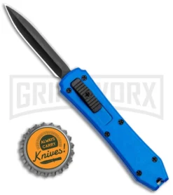 Coffin Blaster Metallic Blue DA/OTF Automatic Knife - Black Plain -Grindworx Shop Coffin Blaster Metallic Blue DA OTF Auto Black Plain GX 34992 jr bottlecap large