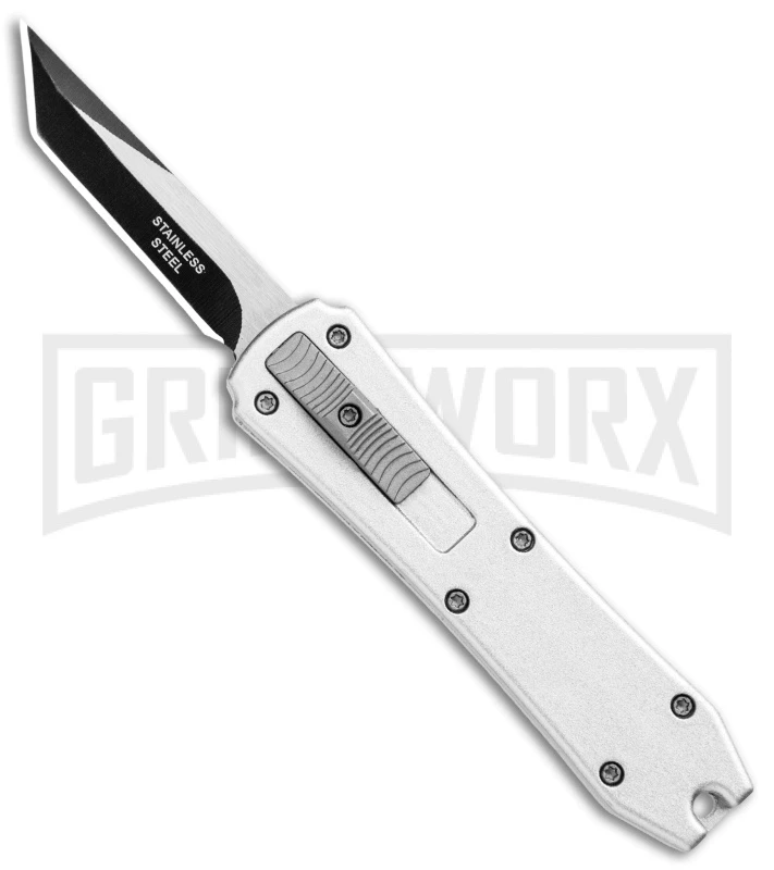 Coffin Blaster Silver DA/OTF Automatic Knife - Tanto Two-Tone 1 Coffin Blaster Silver DA/OTF Automatic Knife - Tanto Two-Tone
