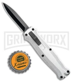 Coffin Blaster 2.0 Textured Silver DA/OTF Automatic 440 Knife (2" Black Satin) 7 Coffin Blaster 2.0 Textured Silver DA/OTF Automatic 440 Knife (2" Black Satin) -Grindworx Shop Coffin Blaster Textured Silver DA OTF Auto Black GX 34911 jr bottlecap 2 large