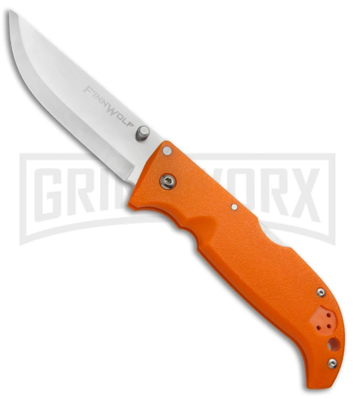 Cold Steel Blaze Orange Finn Wolf Lockback Knife - Satin Plain 1 Cold Steel Blaze Orange Finn Wolf Lockback Knife - Satin Plain