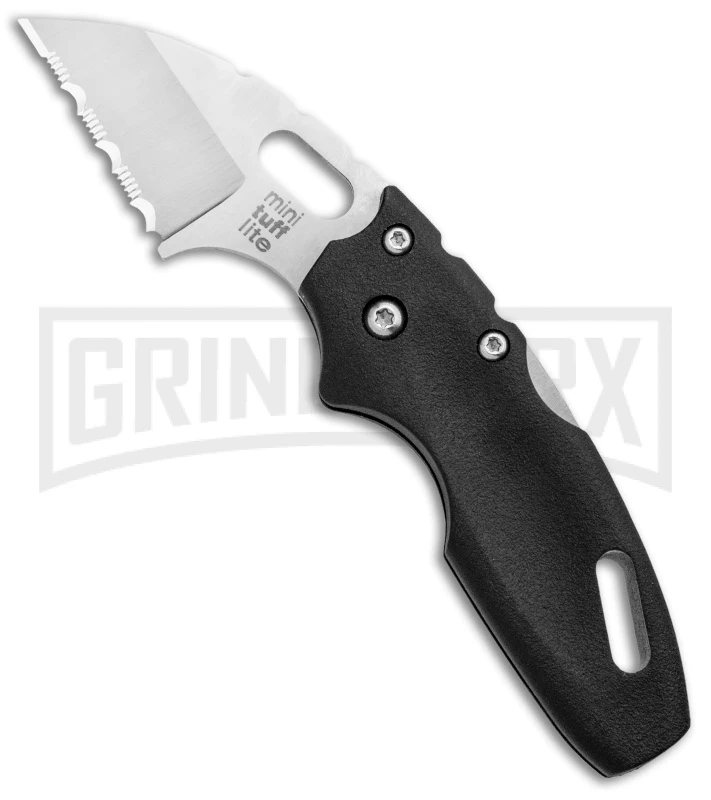 Cold Steel Black Mini Tuff Lite Pocket Knife - Satin Full Serr 1 Cold Steel Black Mini Tuff Lite Pocket Knife - Satin Full Serr