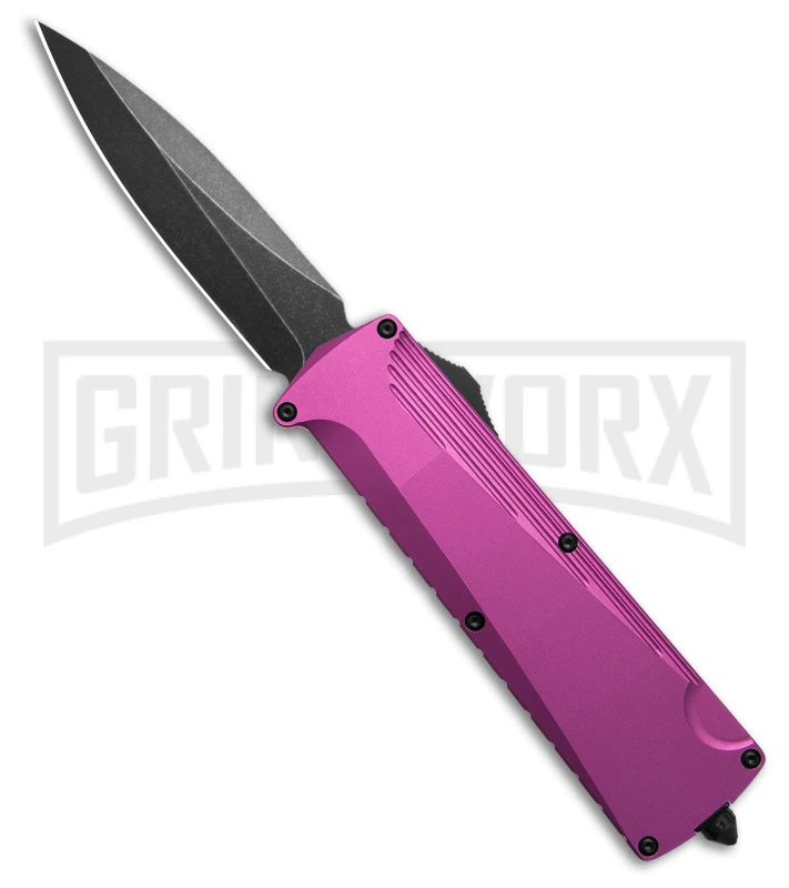 Daggerr Knives Koschei Purple Aluminum Double Action OTF Knife - Black Plain 1 Daggerr Knives Koschei Purple Aluminum Double Action OTF Knife - Black Plain