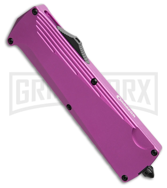Daggerr Knives Koschei Purple Aluminum Double Action OTF Knife - Black Plain 2 Daggerr Knives Koschei Purple Aluminum Double Action OTF Knife - Black Plain - Image 2