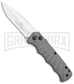 Delta Force Automatic Knife Gray Aluminum - Satin Serrated
