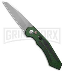 Diablo Automatic Knife Green Aluminum - Satin Plain