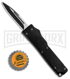 Firecracker Mini Black D/A OTF Automatic Knife - Two Tone Plain -Grindworx Shop FIrecracker Mini Black DA OTF Auto TT 2706 1BK GX 35323 LS Bottlecap large