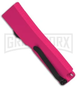 Firecracker Mini Pink D/A OTF Automatic Knife - Black Dagger -Grindworx Shop Firecracker Mini Pink DA OTF Auto Black Dagger GX 37859 jr side large