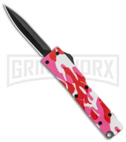 Firecracker Mini Pink Digi Camo D/A OTF Automatic Knife - Black Dagger