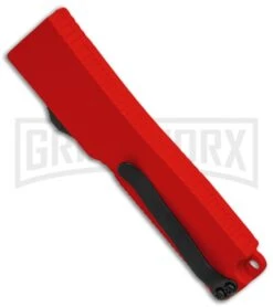 Firecracker Mini Red D/A OTF Automatic Knife - Black Dagger -Grindworx Shop Firecracker Mini Red DA OTF Auto Black Dagger GX 37875 jr side large