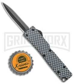 Firecracker Mini Sim. Carbon Fiber D/A OTF Automatic Knife - Black Dagger -Grindworx Shop Firecracker Mini Sim CF DA OTF Auto Black Dagger GX 37871 jr bottlecap large