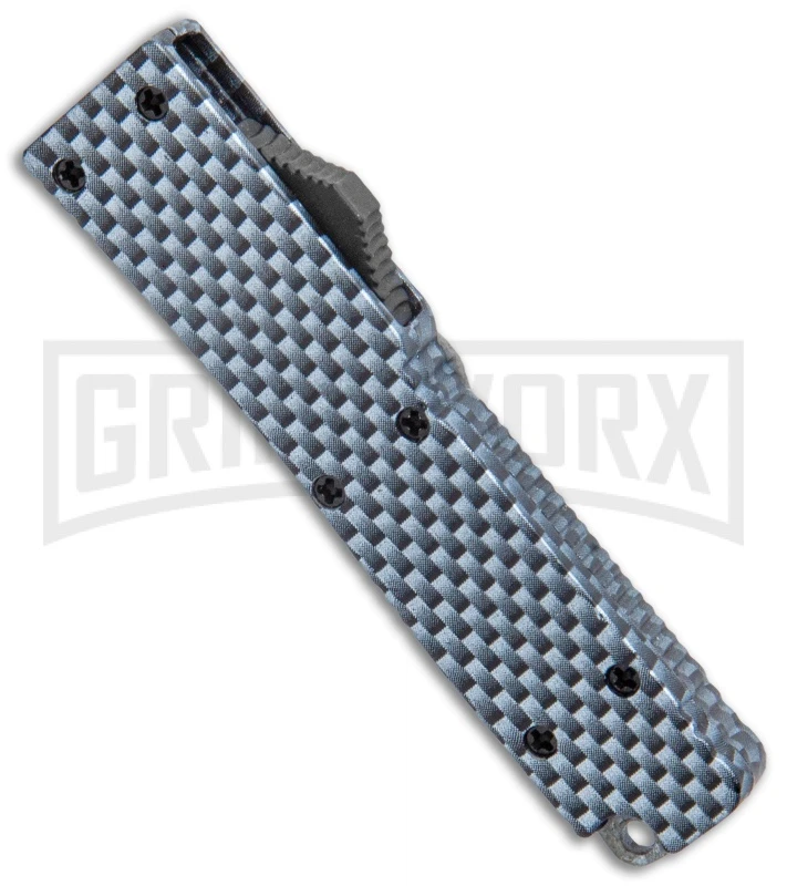 Firecracker Mini Sim Carbon Fiber D/A OTF Automatic Knife - Two Tone Tanto 2 Firecracker Mini Sim Carbon Fiber D/A OTF Automatic Knife - Two Tone Tanto - Image 2