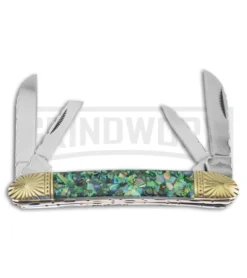 Frost Cutlery Cherokee Stoneworks Swayback Green Pocket Knife