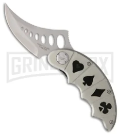 Frost Cutlery Gambler III Series Grey Stainless Folding Knife - Satin Plain