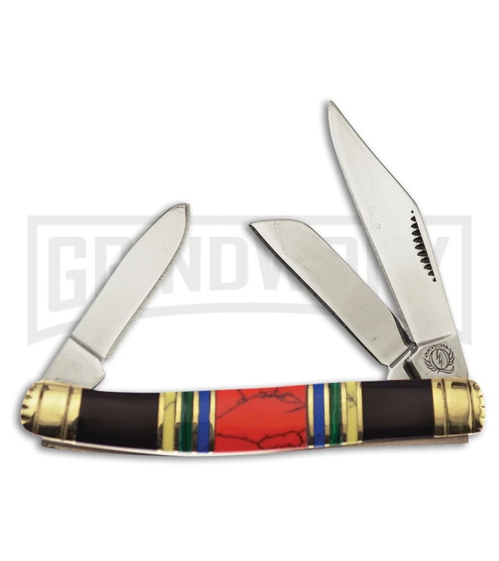 Frost Cutlery Quicksilver GT Stockman Brown Pocket Knife 1 Frost Cutlery Quicksilver GT Stockman Brown Pocket Knife