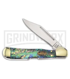 Frost Cutlery Steel Warrior Refraction Green Abalone Pocket Knife