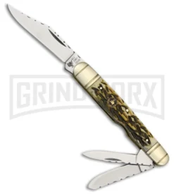 Frost Cutlery Wild Turkey Cigar Whittler Stag Pocket Knife - Satin Plain
