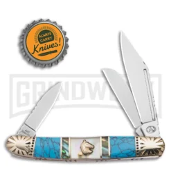 Frost Silverhorse Wrangler Abalone Turquoise - Pocket Knife -Grindworx Shop Frost Silverhorse Wrangler SJ Abalone Turquoise BHQ 104545 jr bottlecap large