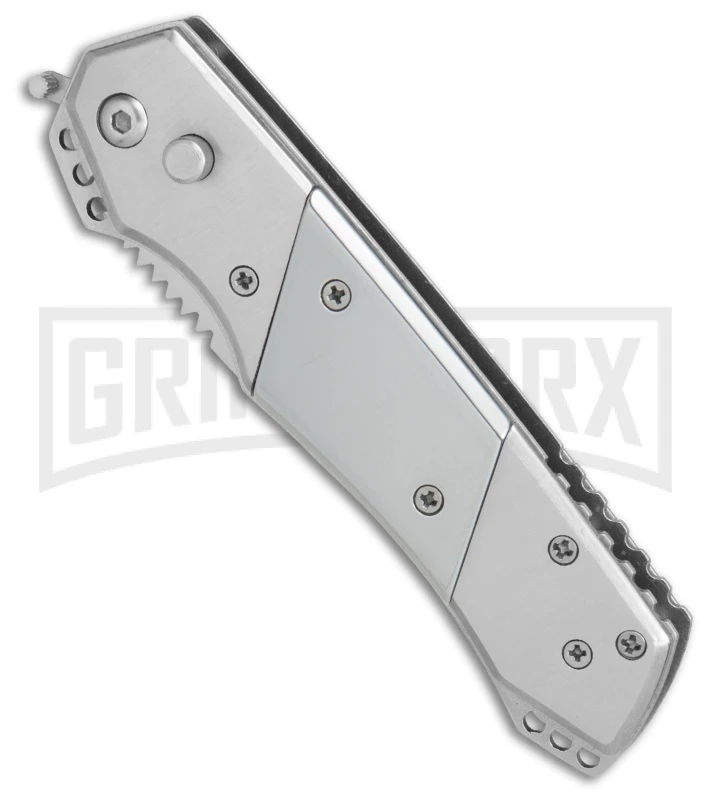 Super Knife Croc Automatic Knife Stainless W/ Polished Inlay - Satin Serr 3 Super Knife Croc Automatic Knife Stainless W/ Polished Inlay - Satin Serr - Image 3