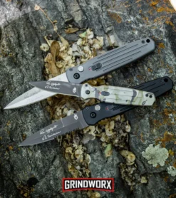 Gerber Covert Gray Automatic Knife - Stonewash Plain -Grindworx Shop Gerber Auto Covert Automatic Knife S30V Black Serr 30 000137 BHQ 3965 kp rock web large 1