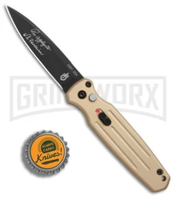 Gerber Mini Covert Coyote Brown Automatic Knife - Black Plain -Grindworx Shop Gerber Auto Mini Covert Auto coyote brown black BHQ 67401 jr bottlecap large