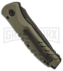 Gerber Propel Downrange OD Green Automatic Knife - Tanto Black Serr -Grindworx Shop Gerber Auto Propel Downrange OD green black serr BHQ 67394 er side large