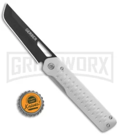 Gerber Ayako Gray Aluminum Frame Lock Knife - Black Plain -Grindworx Shop Gerber Ayako FL Gray Aluminum Black 30 001689 BHQ 105514 jr bottlecap large