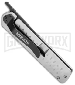 Gerber Ayako Gray Aluminum Frame Lock Knife - Black Plain -Grindworx Shop Gerber Ayako FL Gray Aluminum Black 30 001689 BHQ 105514 jr side large