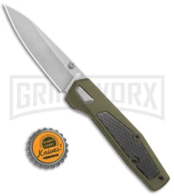 Gerber Fuse Folding Knife - Sage Green Plain 30-001875 -Grindworx Shop Gerber Fuse LL Flat Sage Green GFN SW BHQ 120834 jr bottlecap 2 large
