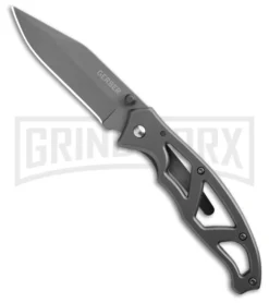 Gerber Paraframe I Gray Stainless Steel Frame Lock Knife - Black Plain