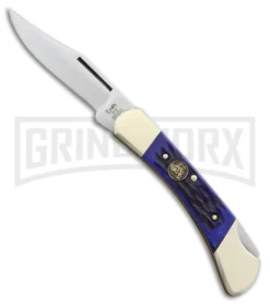 Hen & Rooster Lockback Blue Jig Bone Pocket Knife