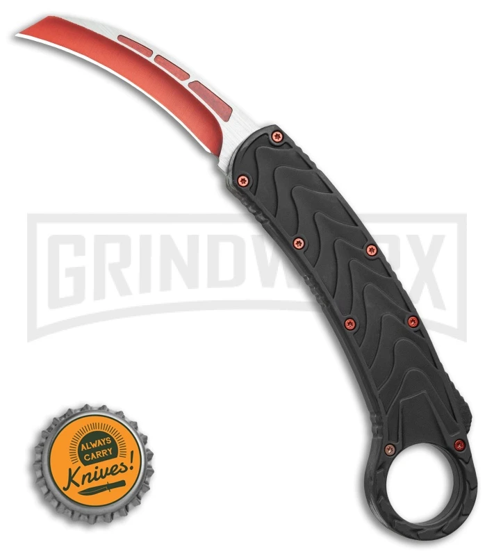 Karambit OTF Hawksbill Knife Black/Red Stainless Steel - Two Tone Red Plain 4 Karambit OTF Hawksbill Knife Black/Red Stainless Steel - Two Tone Red Plain - Image 4