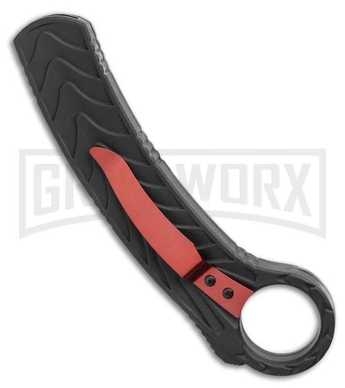 Karambit OTF Hawksbill Knife Black/Red Stainless Steel - Two Tone Red Plain 3 Karambit OTF Hawksbill Knife Black/Red Stainless Steel - Two Tone Red Plain - Image 3