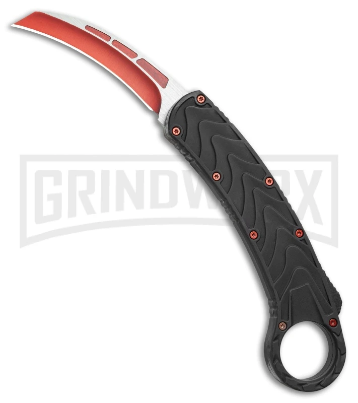 Karambit OTF Hawksbill Knife Black/Red Stainless Steel - Two Tone Red Plain 1 Karambit OTF Hawksbill Knife Black/Red Stainless Steel - Two Tone Red Plain