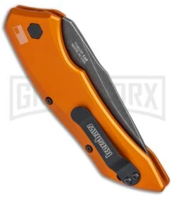 Kershaw Launch 1 Orange Aluminum Automatic Knife - Blackwash Plain -Grindworx Shop Kershaw Launch 1 Auto Orange Aluminum BlackWash 7100OR BHQ 78323 jr side large
