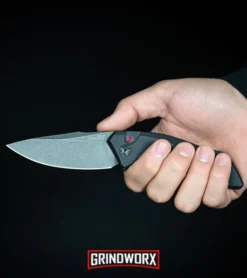 Kershaw Launch 1 Blue Aluminum Automatic Knife - Blackwash Plain -Grindworx Shop Kershaw Launch 1 Automatic Knife Black Aluminum BlackWash 7100BW BHQ 27374 kp in hand web large