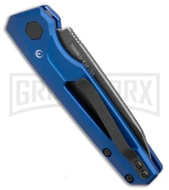 Kershaw Launch 11 Blue Aluminum Automatic Knife - Blackwash Plain -Grindworx Shop Kershaw Launch 11 Auto Blue Aluminum Blackwash BHQ 178234 jr side large