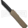 Lightning Tan D/A OTF Automatic Knife - Tanto Black Serr