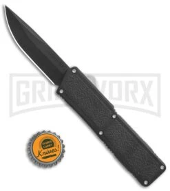 Lightning Black D/A OTF Automatic Knife - Black Plain -Grindworx Shop Lightning Black DA OTF Auto Black Plain GX 5630 jr bottlecap large