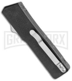 Lightning Black D/A OTF Automatic Knife - Black Plain -Grindworx Shop Lightning Black DA OTF Auto Black Plain GX 5630 jr side large