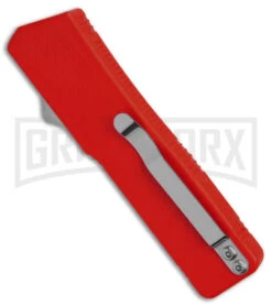 Lightning D/A Red Aluminum OTF Automatic Knife - Dagger Black Serrated 6 Lightning D/A Red Aluminum OTF Automatic Knife - Dagger Black Serrated -Grindworx Shop Lightning DA Red Aluminum OTF Automatic Knife Dagger Black Serr GX 18694 td side large