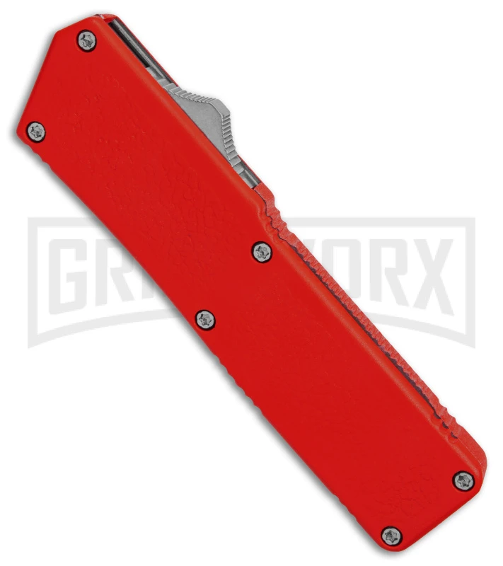 Lightning D/A Red Aluminum OTF Automatic Knife - Dagger Black Serrated 2 Lightning D/A Red Aluminum OTF Automatic Knife - Dagger Black Serrated - Image 2