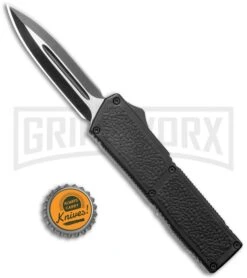Lightning Elite Black D/A OTF Automatic Knife - Dagger Black Plain -Grindworx Shop Lightning Elite Black DA OTF Auto Dagger Black Plain GX 36131 jr bottlecap large