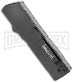 Lightning Elite Black D/A OTF Automatic Knife - Dagger Black Plain -Grindworx Shop Lightning Elite Black DA OTF Auto Dagger Black Plain GX 36131 jr side large