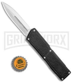 Lightning Elite Black D/A OTF Automatic Knife - Dagger Satin Plain -Grindworx Shop Lightning Elite Black DA OTF Auto Dagger Satin GX 35941 jr bottlecap large