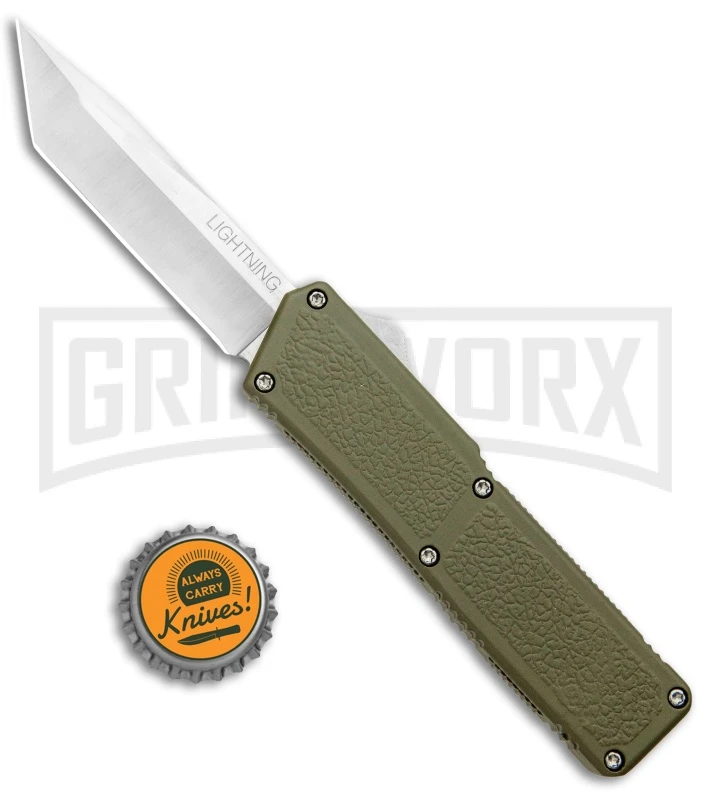 Lightning OD Green D/A OTF Automatic Knife - Tanto Satin 4 Lightning OD Green D/A OTF Automatic Knife - Tanto Satin - Image 4