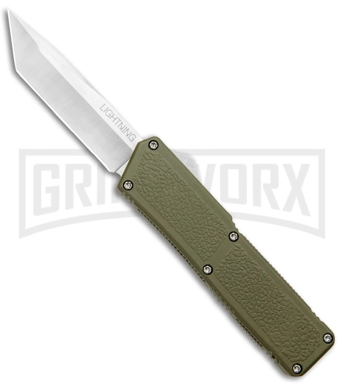 Lightning OD Green D/A OTF Automatic Knife - Tanto Satin 1 Lightning OD Green D/A OTF Automatic Knife - Tanto Satin