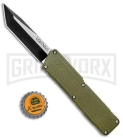 Lightning OD Green D/A OTF Automatic Knife - Tanto Two Tone -Grindworx Shop Lightning OD DA OTF Auto Tanto TT GX 33425 jr bottlecap large